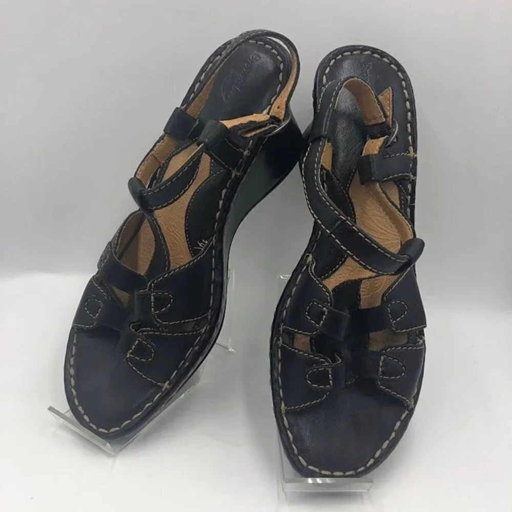 Brown's Landing Women's Brown Leather Wedge Sandals 8M Baylee